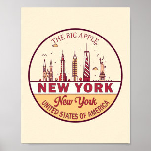 New York City Skyline Emblem Poster