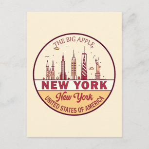 New York City Skyline Emblem Postkarte