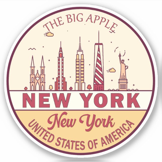 New York City Skyline Emblem Shot Aufkleber (Vorderseite)