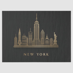 New York City Skyline Gold Line Art Seidenpapier