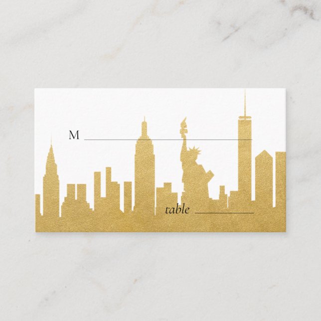 New York City Skyline Gold NYC Escort Platzkarte (Vorderseite)