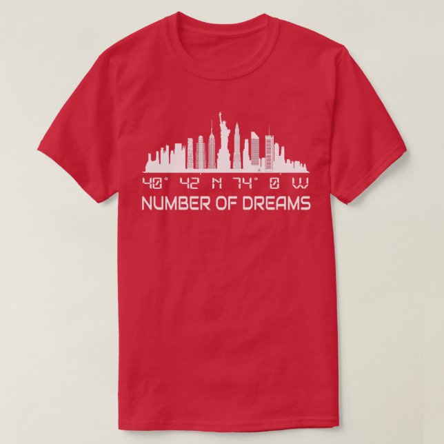 New York City Skyline GPS koordiniert Manhattan T-Shirt (Design vorne)