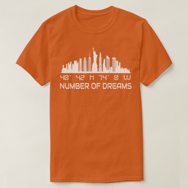 New York City Skyline GPS koordiniert Manhattan T-Shirt (Design vorne)