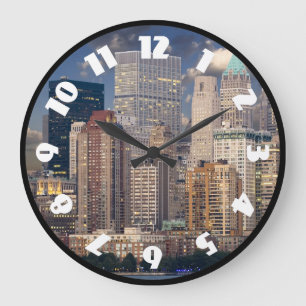New York City Skyline Große Wanduhr