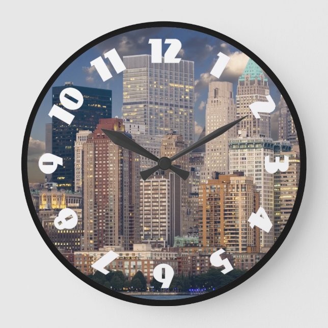 New York City Skyline Große Wanduhr (Vorderseite)