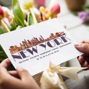 New York City Skyline. Gründungsmitglieder und Koo Postkarte