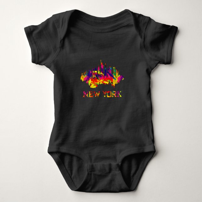 New York City Skyline hell bunt Baby Strampler (Vorderseite)