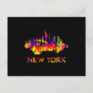 New York City Skyline hell bunt Postkarte