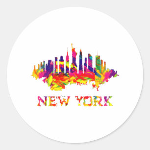 New York City Skyline hell bunt Runder Aufkleber