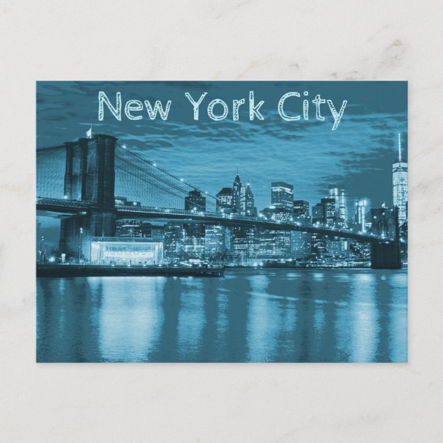 New York City Skyline in Blue Postkarte (Vorderseite)