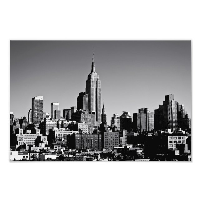 New York City Skyline in Schwarz und Weiß Fotodruck (Vorne)