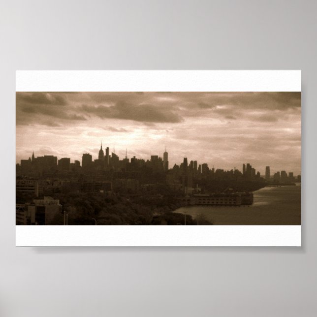 New York City Skyline in Sepia Tones Poster (Vorne)