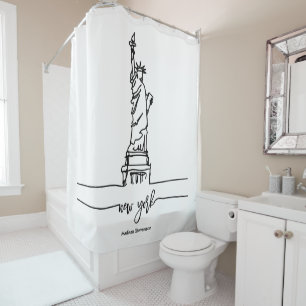New York City Skyline Lady Liberty Statue Duschvorhang