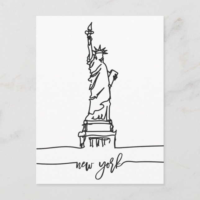 New York City Skyline Lady Liberty Statue Postkarte (Vorderseite)