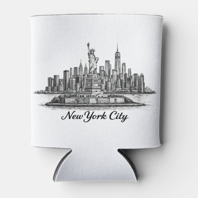 New York City Skyline Line Art Illustration Dosenkühler (Vorderseite)