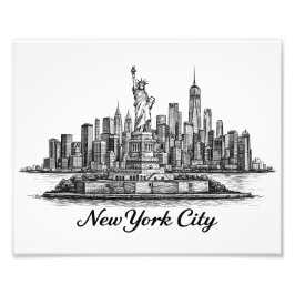 New York City Skyline Line Art Illustration Fotodruck