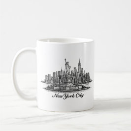 New York City Skyline Line Art Illustration Kaffeetasse