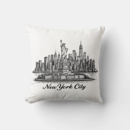 New York City Skyline Line Art Illustration Kissen