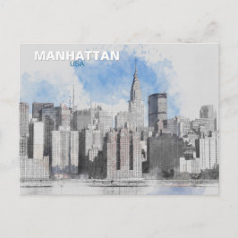 New York City Skyline - Manhattan Holiday Travel Feiertagspostkarte