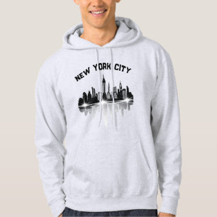 New York City Skyline Mens Gray Hoodie