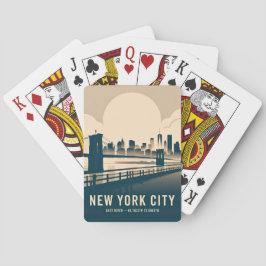 New York City Skyline Minimalist Art Vintage River Spielkarten
