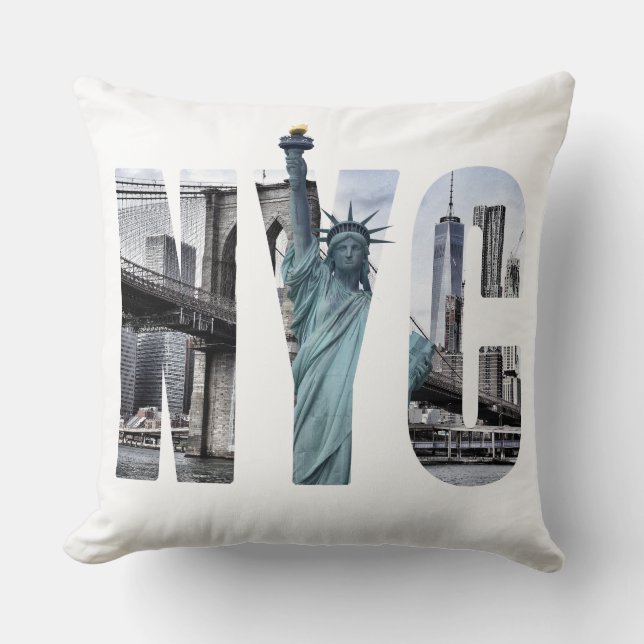 New York City Skyline mit Freiheitsstatue Kissen (Vorderseite)