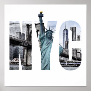 New York City Skyline mit Freiheitsstatue Poster