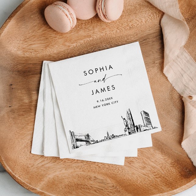 New York City Skyline Modern Wedding Cocktail Serviette (Von Creator hochgeladen)