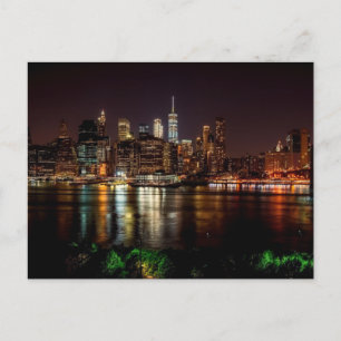 NEW YORK CITY SKYLINE NACHT POSTCARD POSTKARTE