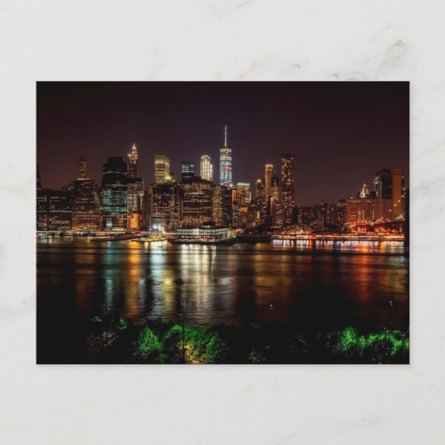 NEW YORK CITY SKYLINE NACHT POSTCARD POSTKARTE (Vorderseite)