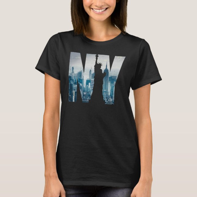 New York City Skyline  New York Illustration Graph T-Shirt (Vorderseite)