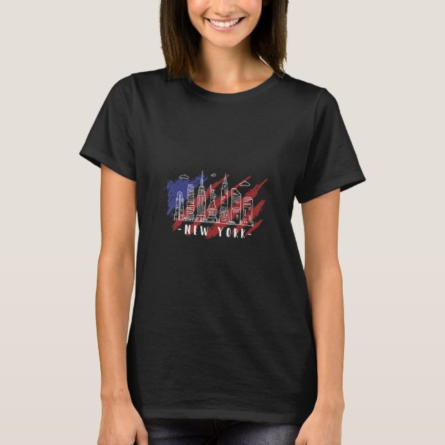 New York City Skyline New Yorker New Yorker Ameri T-Shirt (Vorderseite)