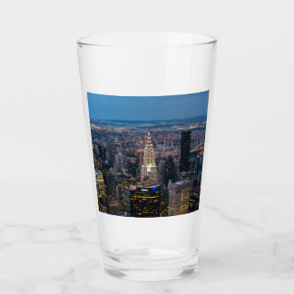 New York City Skyline Night Beer Glass Glas