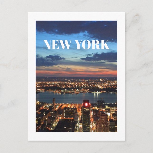 New York City Skyline Night Lights Gebäude Postkarte (Vorderseite)