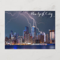 New York City Skyline Night Storm Foto