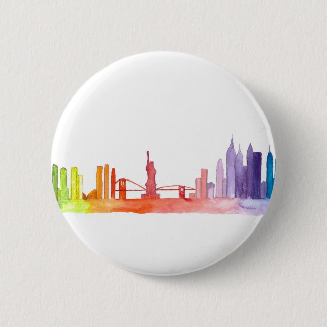 NEW YORK CITY Skyline NYC Modernste Farben Button (Vorderseite)