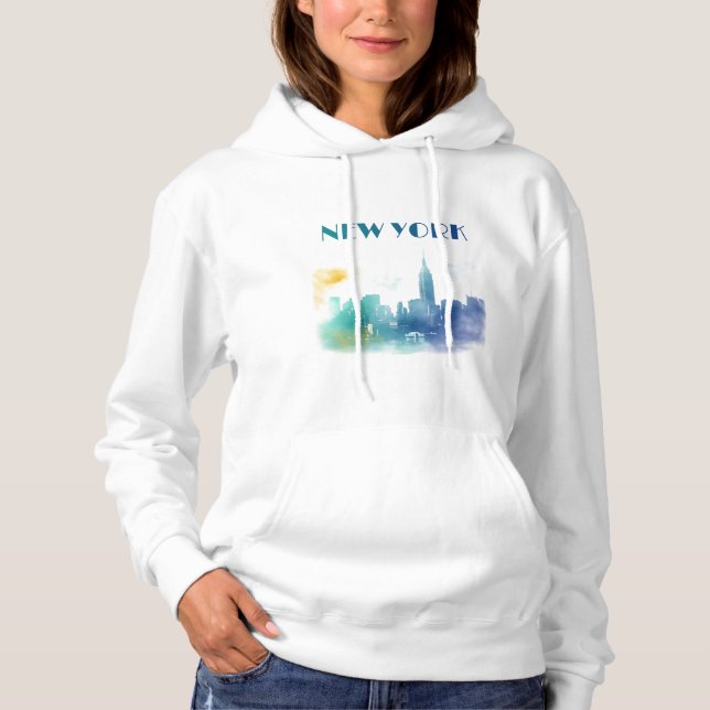 New York City Skyline NYC Travel America Liberty Hoodie (Vorderseite)