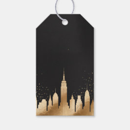 New York City Skyline Party Supplies Black & Gold Geschenkanhänger