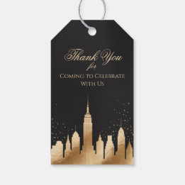 New York City Skyline Party Supplies Black & Gold Geschenkanhänger