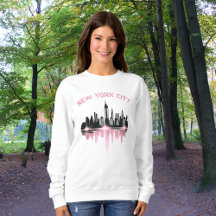 New York City Skyline Pink Shimmer White