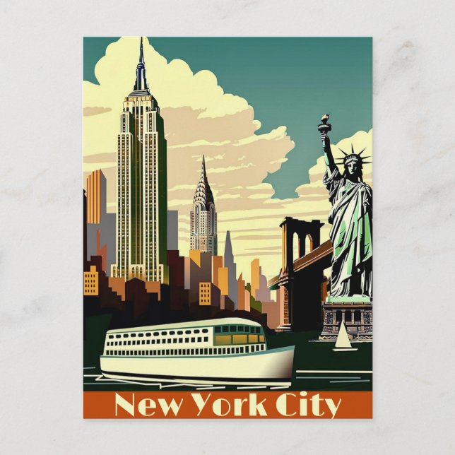 New York City Skyline Postcard Postkarte (Vorderseite)
