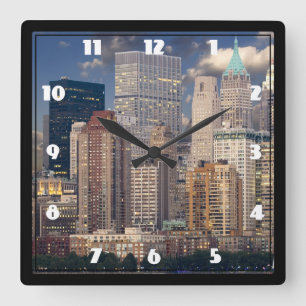 New York City Skyline Quadratische Wanduhr
