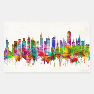 New York City Skyline Rechteckiger Aufkleber