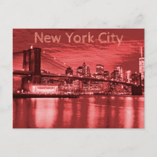 New York City Skyline Red Postkarte