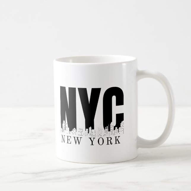 New York City Skyline Retro Style Urban Kaffeetasse (Rechts)