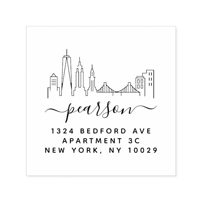 New York City Skyline Rücksendeadresse Briefmarke Permastempel (Design)