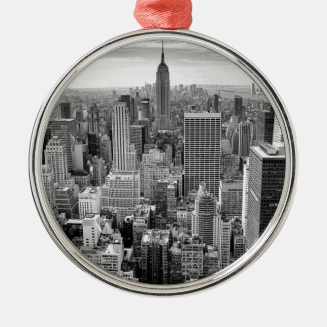 New York City Skyline Silbernes Ornament (Vorne)