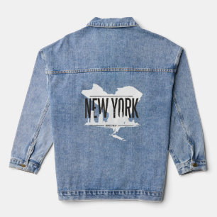 New York City Skyline Silhouette Kontur Jeansjacke