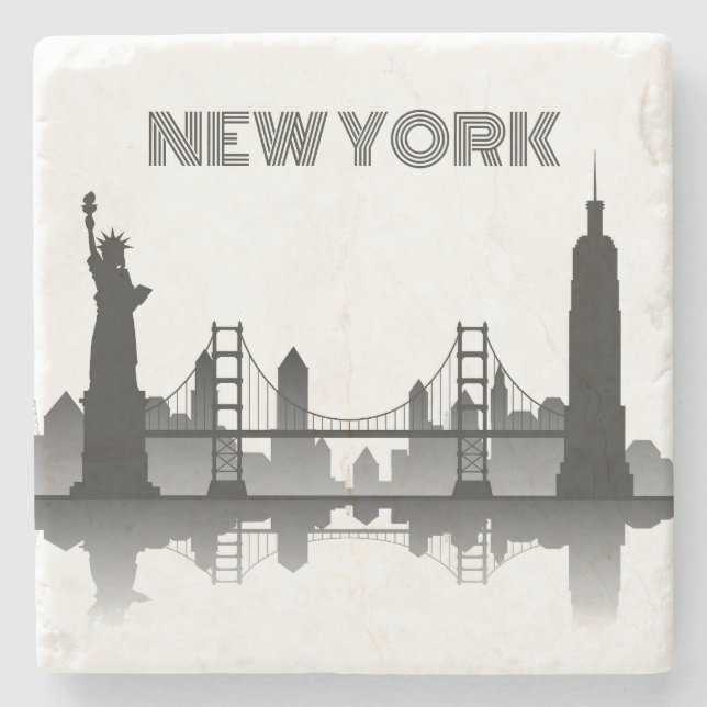 New York City Skyline Silhouette Modern Steinuntersetzer (Vorderseite)