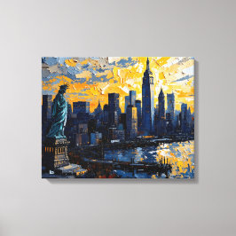 New York City Skyline Sunset Leinwand Mauer Art